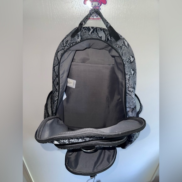 Pottery Barn Teen Black and White Snake Skin Print Multi Pocket Large Backpack - Picture 8 of 9